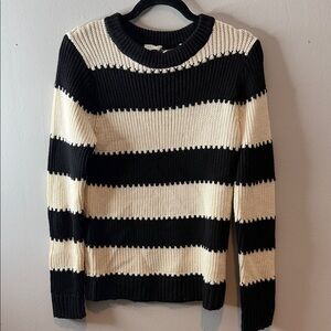 Sandro Black and Cream Striped Sweater